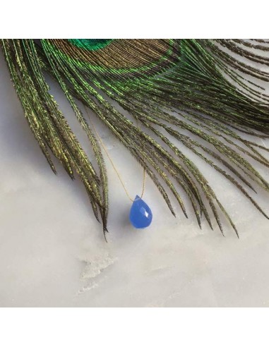 Faceted blue agate drop cord necklace