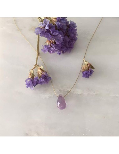 Faceted light amethyst drop cord necklace