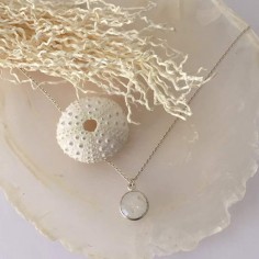 Faceted white moonstone chain necklace silver 925
