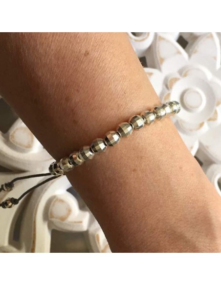 Bracelet Elise grosses perles argent facettées fermoir