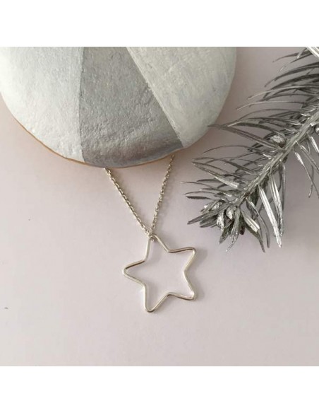 Small thin star chain necklace silver 925