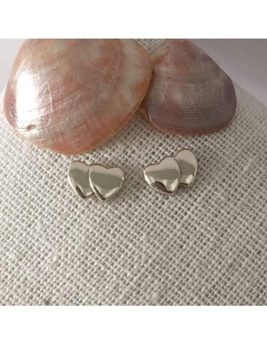 Small double hearts earrings silver 925