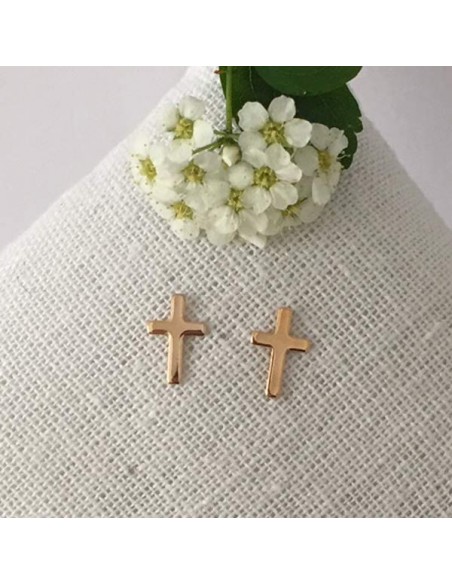 Small crosses earrings gold plated