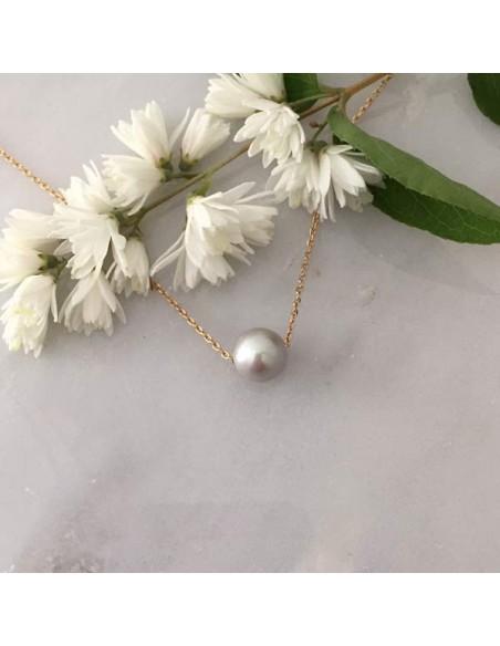 Grey baroque freshwater pearl chain necklace gold plated