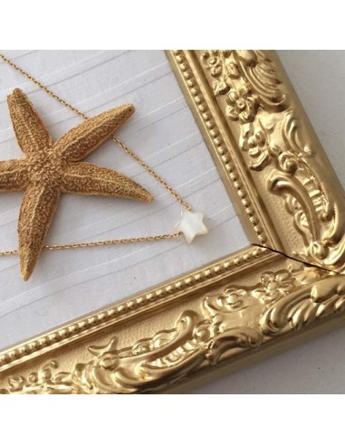 Small white mother of pearl star chain necklace gold plated
