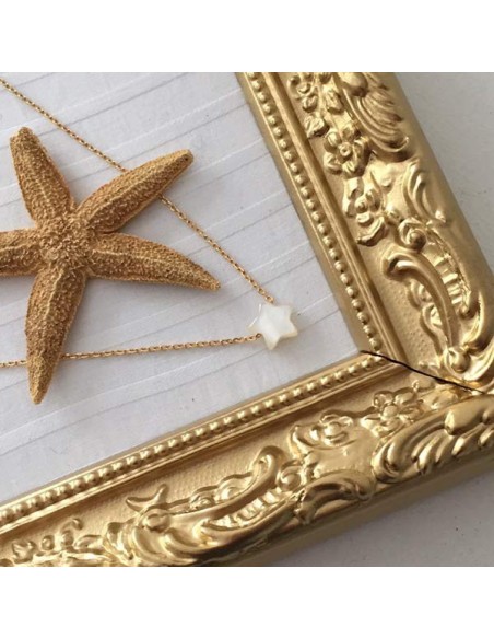 Small white mother of pearl star chain necklace gold plated