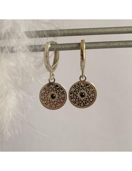 Small creole zodiac earrings silver 925