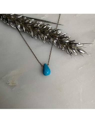 Faceted turquoise drop cord necklace