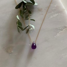Faceted amethyst drop chain necklace gold plated
