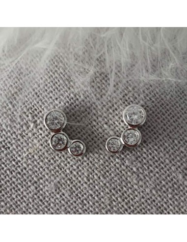 Silver 925 three small zircons earrings