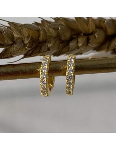Silver gilt small zircons hoop earrings