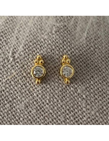Silver gilt small beaded zircon earrings