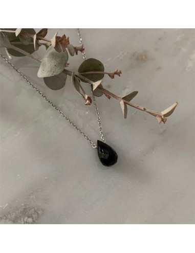 Silver 925 faceted onyx drop chain...
