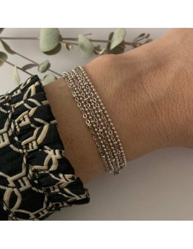 Silver 925 three rows chain bracelet