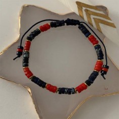 Blue and red stones Heishi...