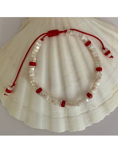White mother of pearl and red jasper...