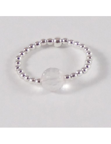 Bague mini perles argent quartz rose