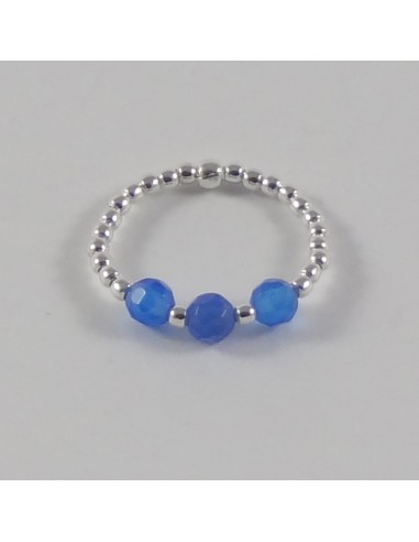 Silver 925 three blue agate small...