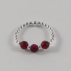 Silver 925 three red agate...