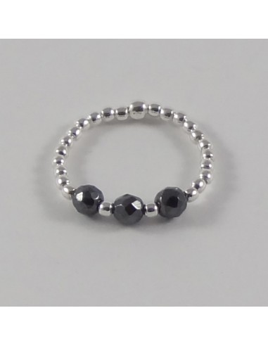 Silver 925 three hematite small beads...