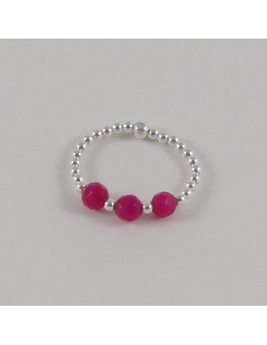 Silver 925 three pink agate small...