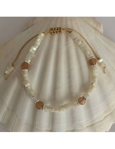 White mother of pearl and sunstone...