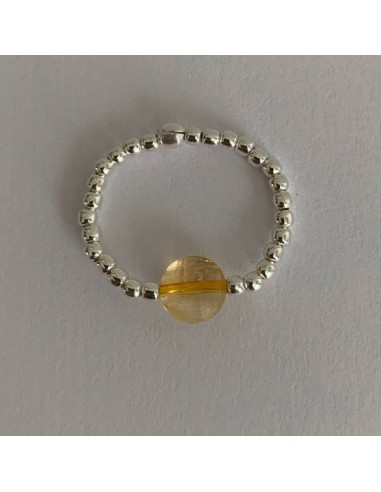 Silver 925 flat citrine small beads ring