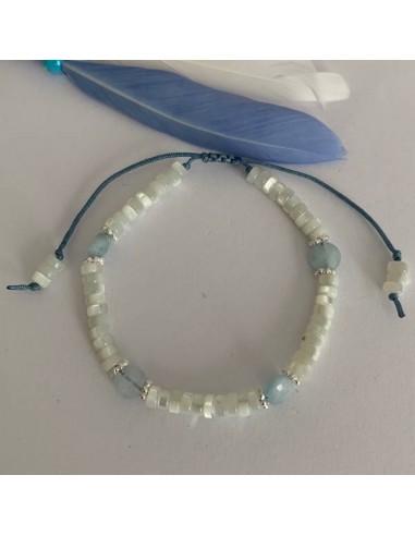 White mother of pearl and aquamarine...