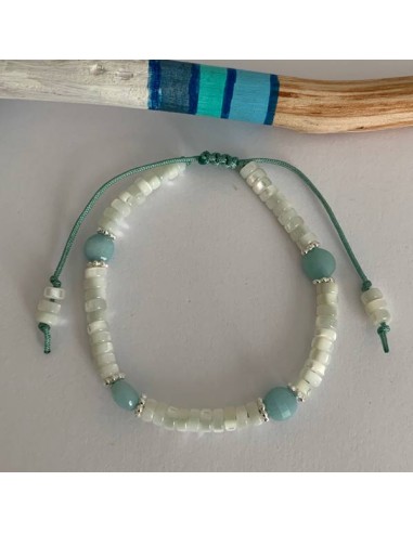 White mother of pearl and amazonite...