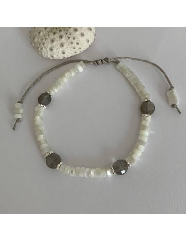 White mother of pearl and labradorite...