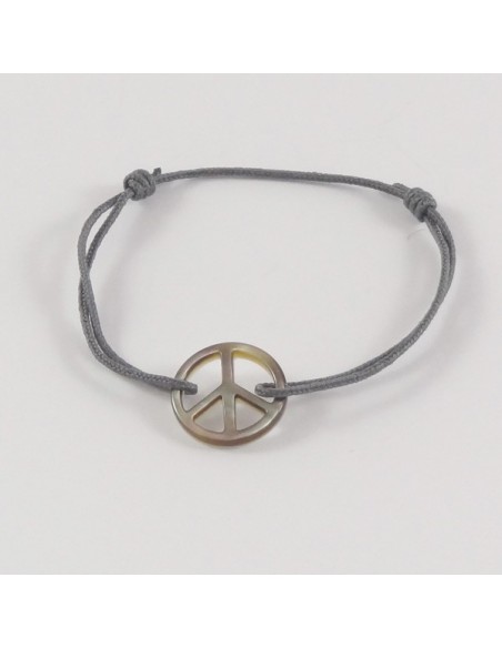 Bracelet Peace & Love nacre noire