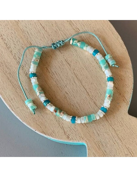 Bracelet perles heishi turquoise blanche