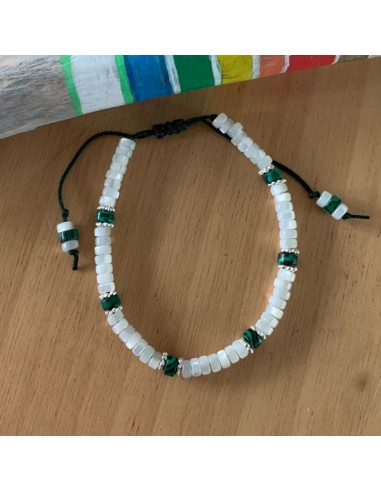 White mother of pearl and malachite...