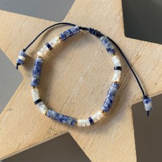 Bracelet Heishi jade bleu...