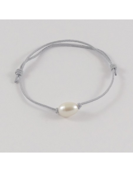 Bracelet Perle d'eau douce blanche ovale