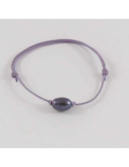 Bracelet Perle d'eau douce noire ovale