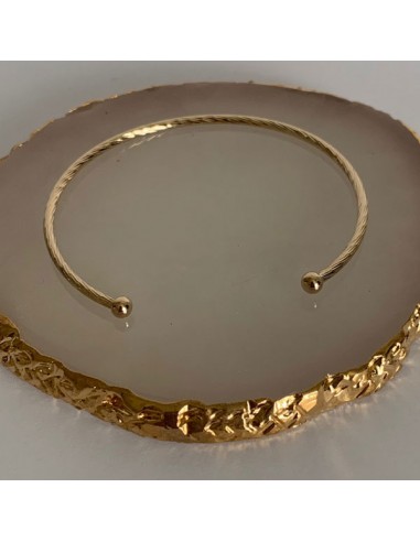 Gold plated 2 beads shiny thin bangle