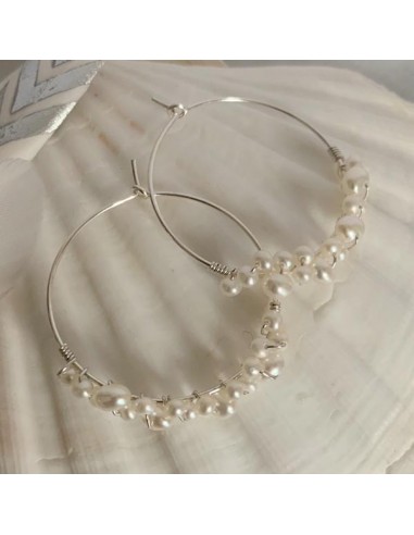 Silver 925 hoop earrings with white...