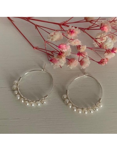 Silver 925 medium hoop earrings with...