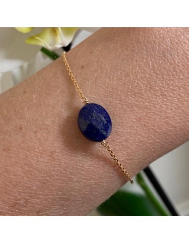 Gold plated oval faceted lapis lazuli...