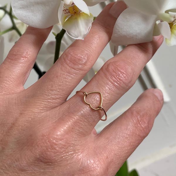 Thin gold filled heart ring