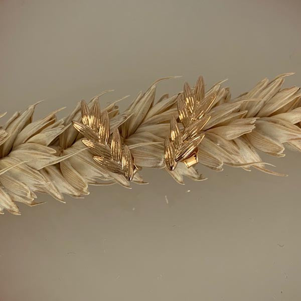 Gold plated wheat ear earrings