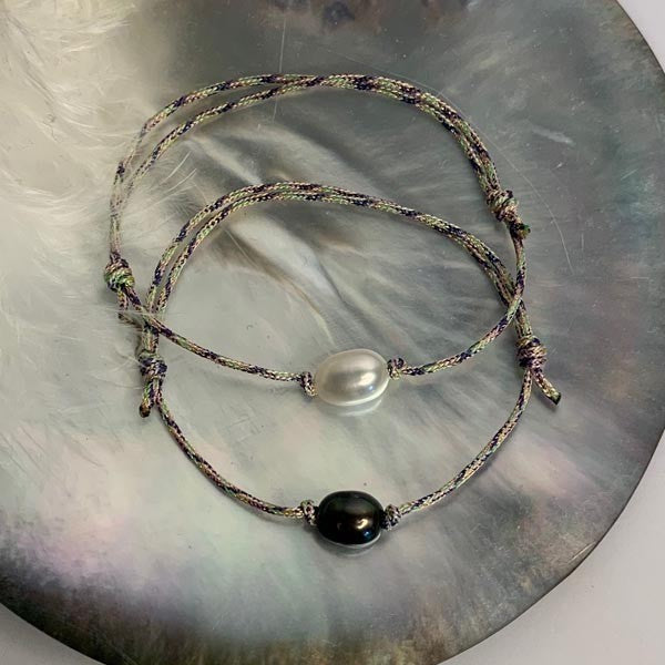 8 oval freshwater pearl duo cord bracelet