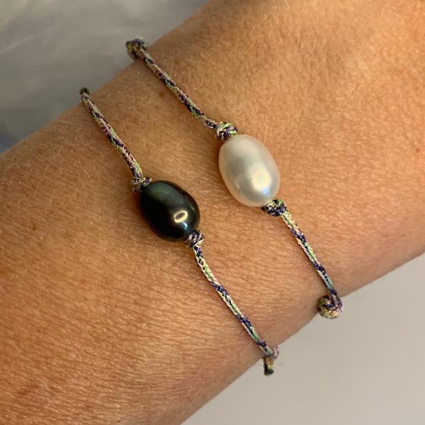 8 oval freshwater pearl duo cord bracelet