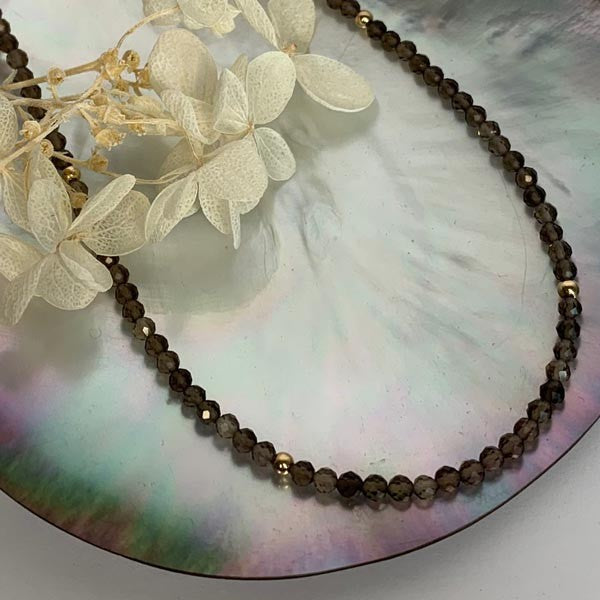 Gold plated smoky quartz necklace 