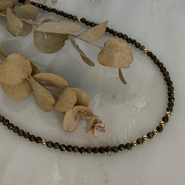 Pyrite gold plated necklace