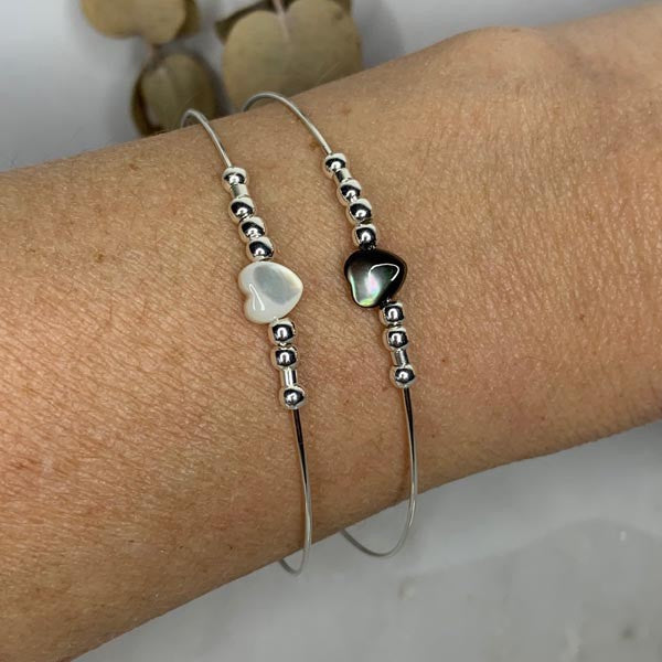 Love bracelet with 2 fine silver bangles