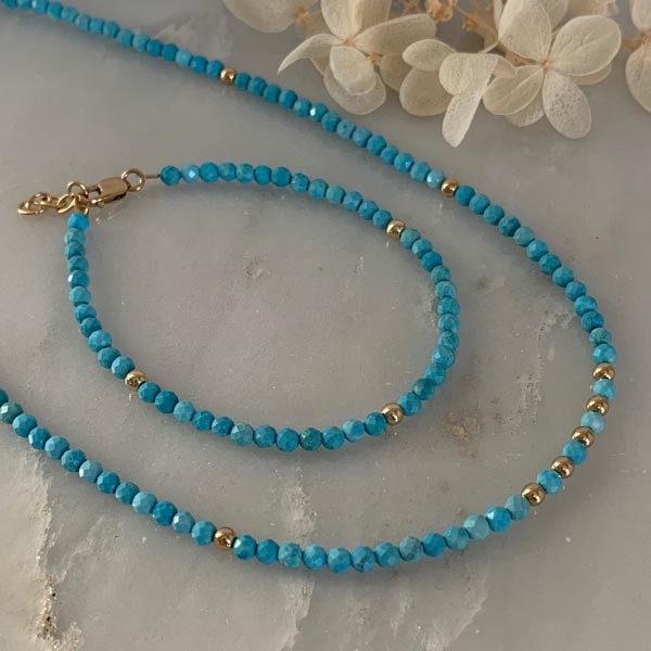 Gold plated turquoise necklace 