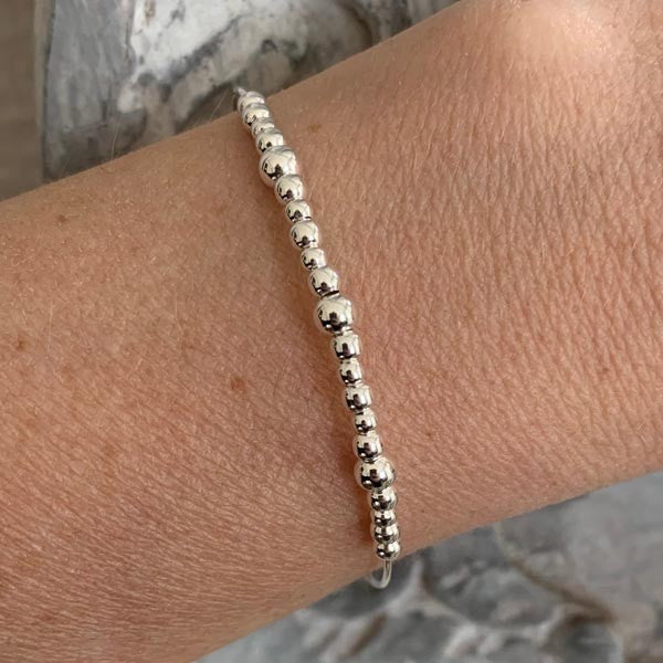 Fine silver beaded bangle bracelet