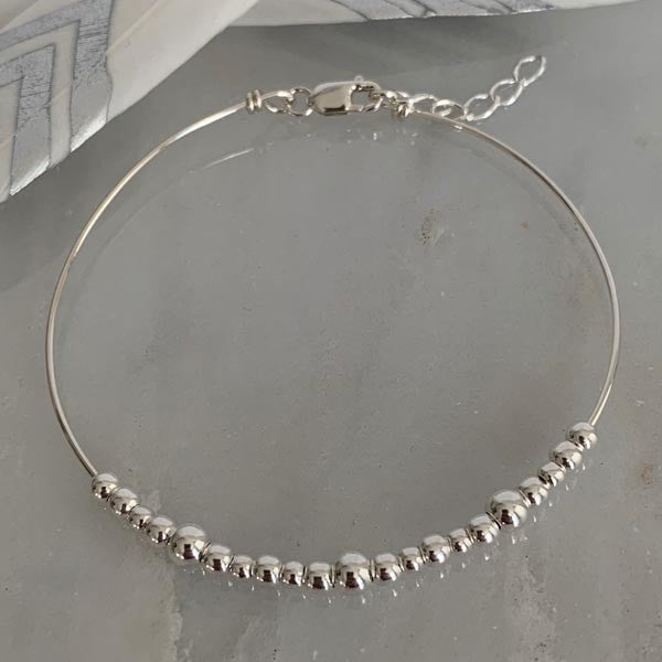 Fine silver beaded bangle bracelet